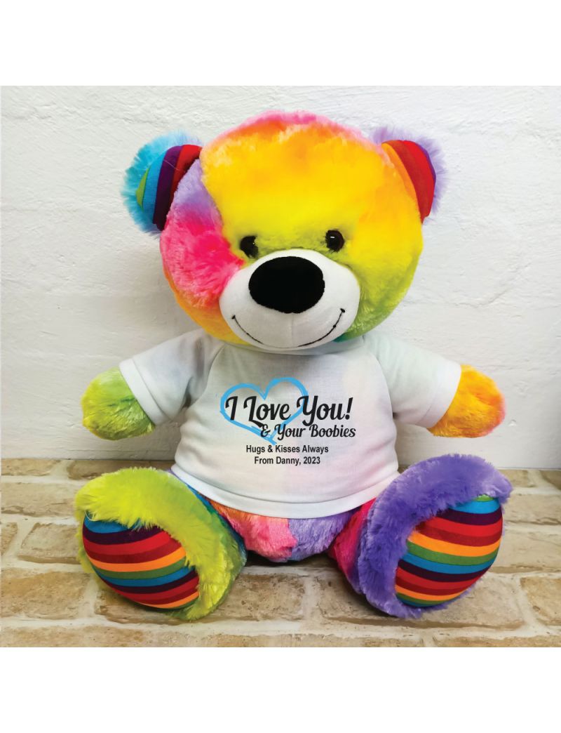 Valentines Day Bear Love Your Naughty Bits - 40cm Rainbow