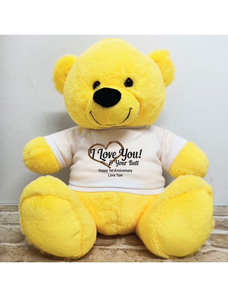Valentines Day Bear Love Your Naughty Bits - 40cm Yellow