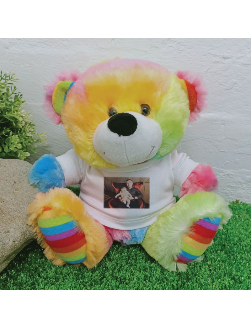 Personalised Photo T-Shirt Teddy Bear Rainbow