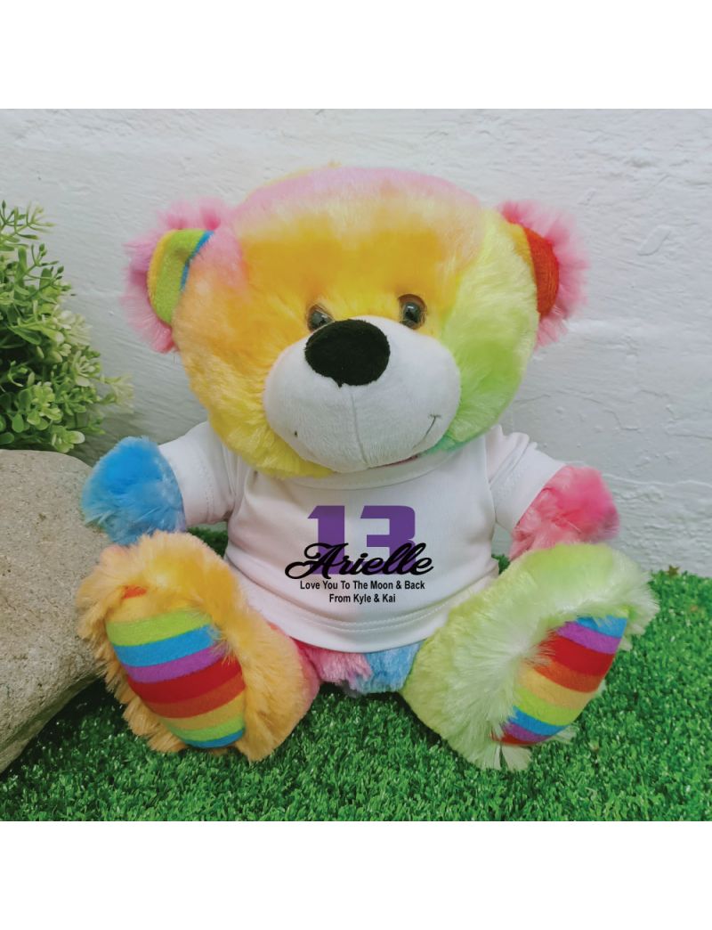 13th Teddy Bear Rainbow Personalised Plush