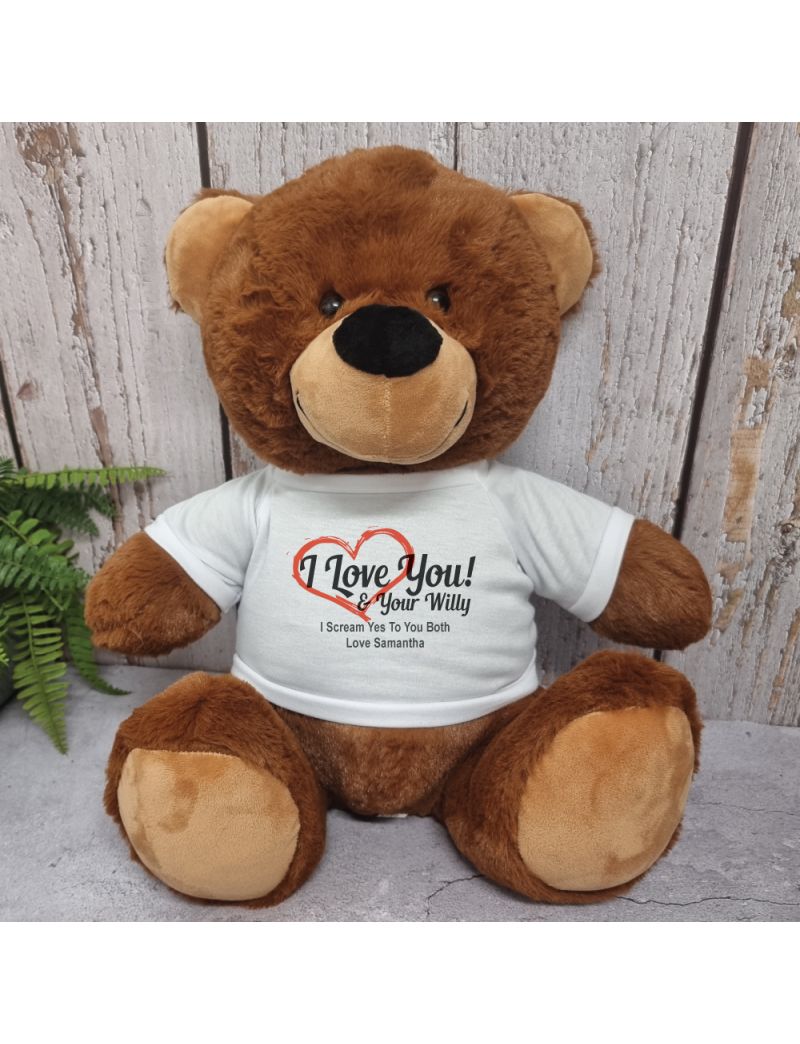 Valentines Day Bear Love Your Naughty Bits - 40cm Brown