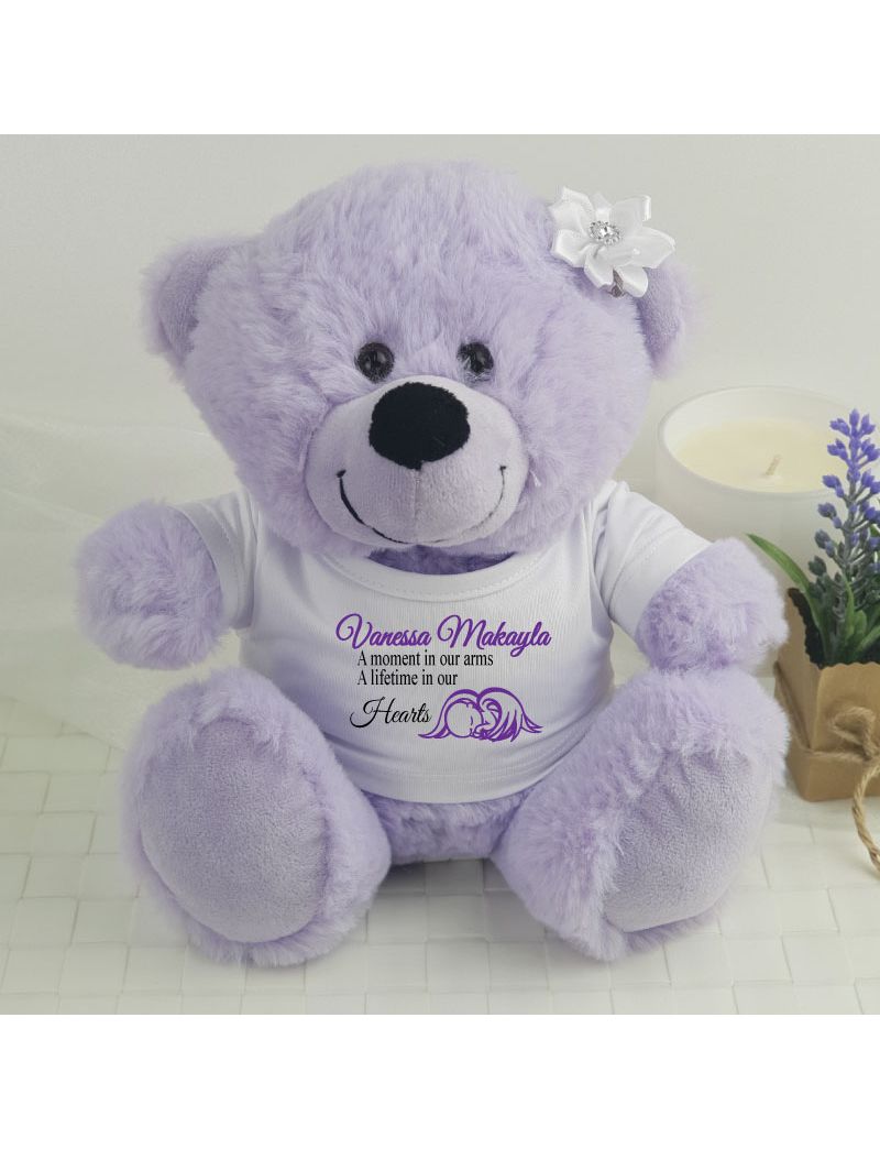 Personalised Angel Memorial Teddy Bear - Lavender