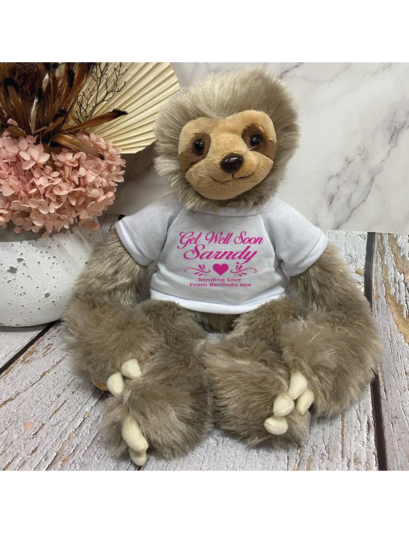 Get Well Sloth Plush with Personalised Shirt