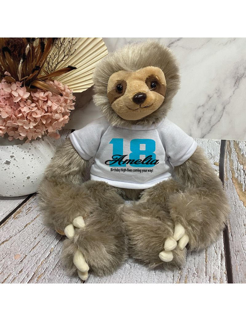 18th Birthday Sloth Plush with Personalised Shirt