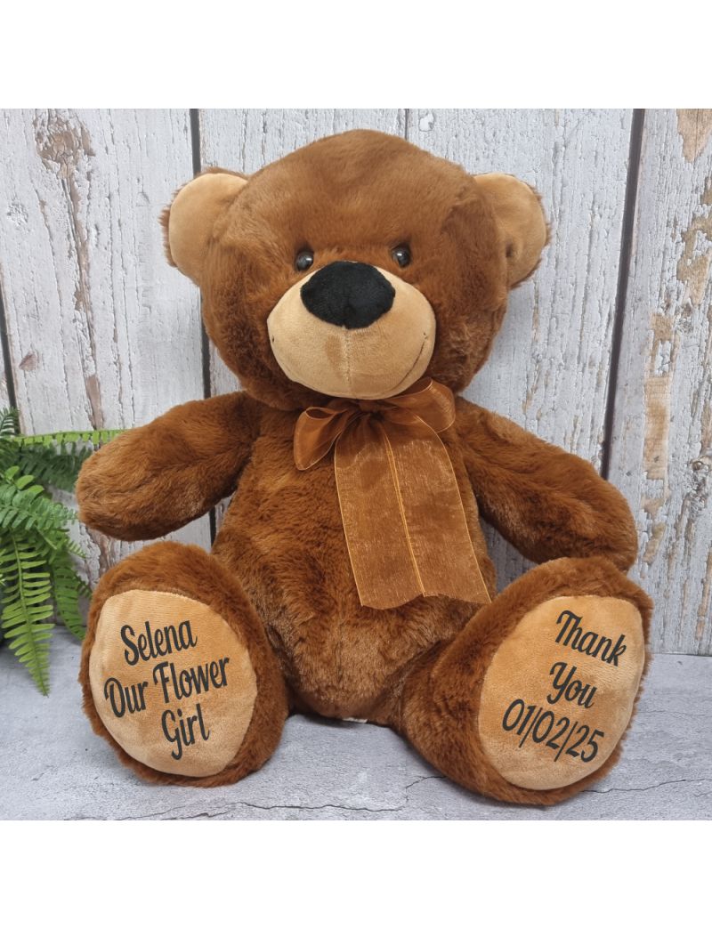 Personalised Flower Girl Teddy Bear 40cm Brown