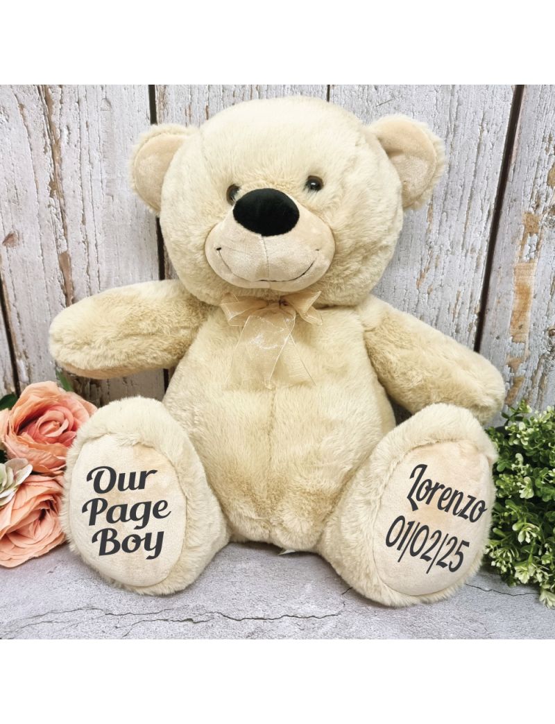 Page Boy Personalised Teddy Bear 40cm Plush Cream