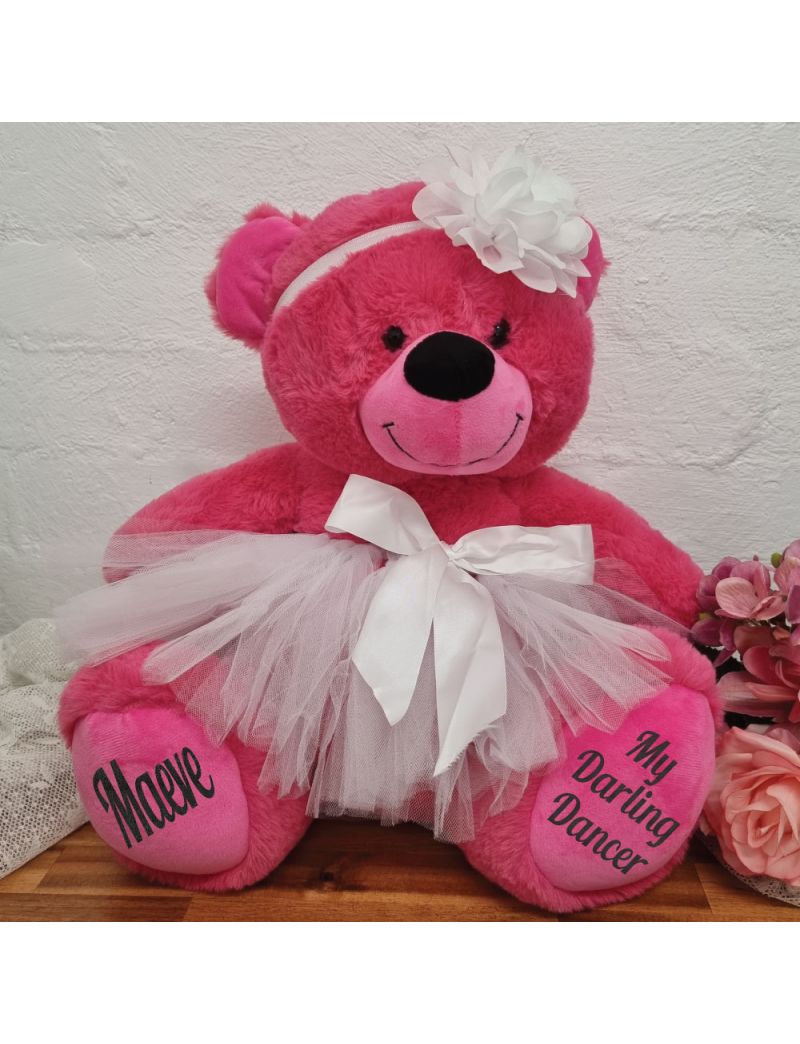 Personalised Ballerina Teddy Bear 40cm Hot Pink