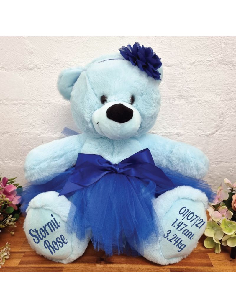 Baby Princess Teddy Bear 40cm Light Blue
