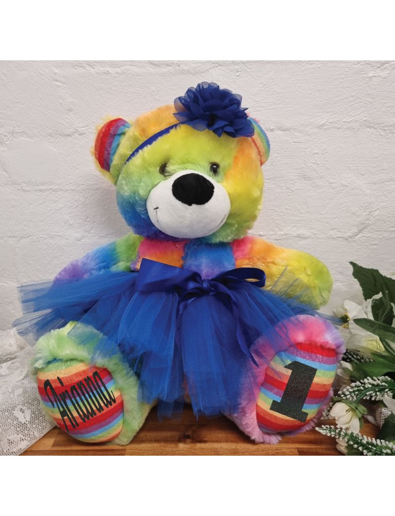 1st Birthday Ballerina Teddy Bear 40cm Plush Rainbow