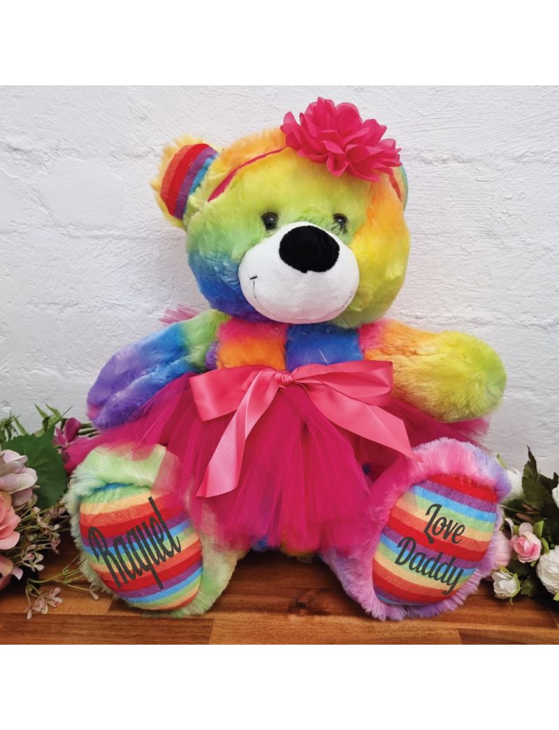 Personalised Ballerina Teddy Bear 40cm Plush Rainbow