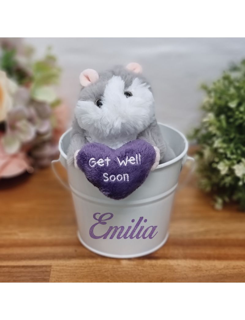 Get Well Soon Hamster in Gift Bucket
