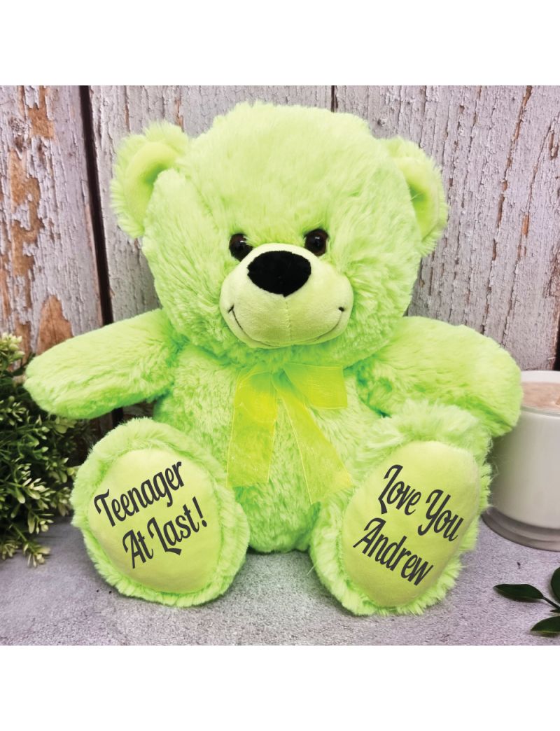 Personalised 13th Teddy Bear Lime Plush 30cm