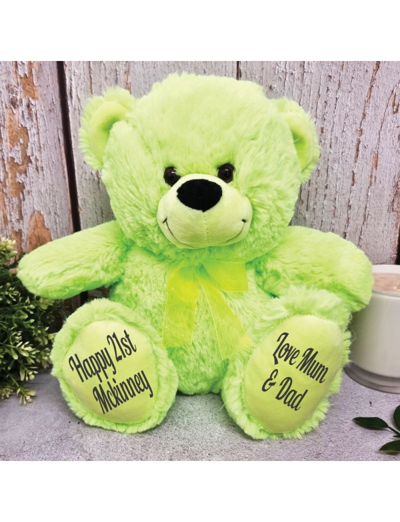 Personalised 21st Teddy Bear Lime Plush 30cm