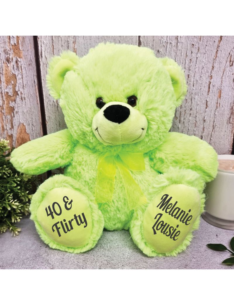 Personalised 40th Teddy Bear Lime Plush 30cm