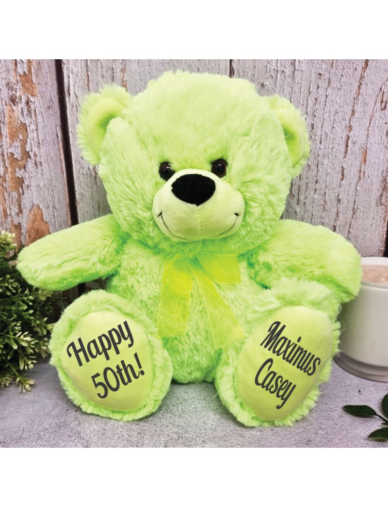 Personalised 50th Teddy Bear Lime Plush 30cm