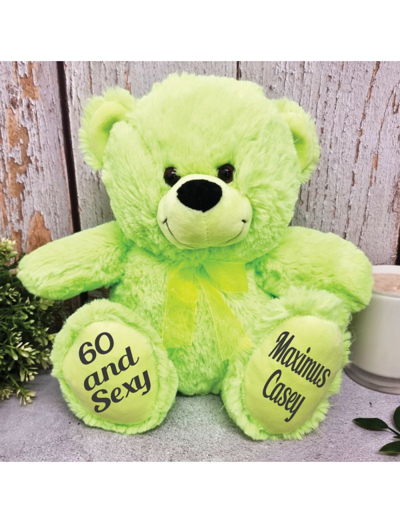 Personalised 60th Teddy Bear Lime Plush 30cm
