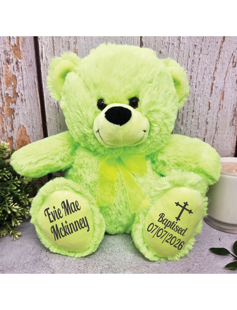 Personalised Baptism Bear Lime Plush 30cm