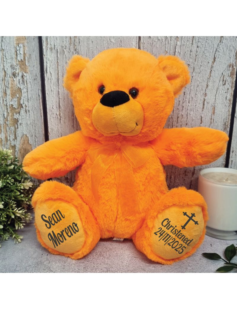Christening Teddy Bear Orange Plush 30cm