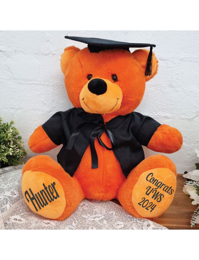 Personalised Graduation Bear with Cape Orange 40cm 