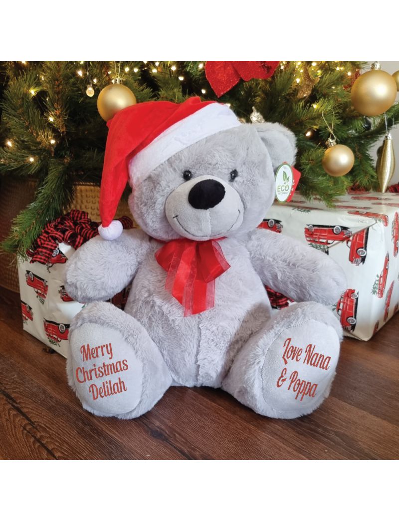 Personalised Christmas Bear 40cm Grey