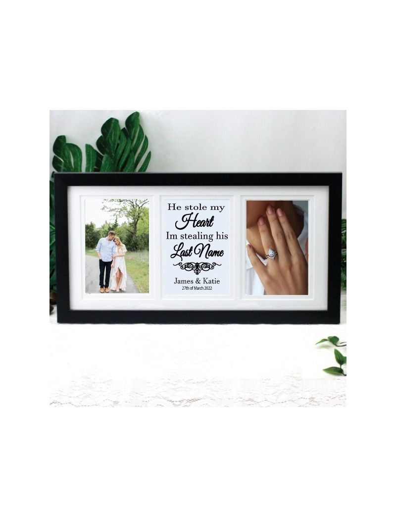 Engagement Black Frame Gallery Collage Typography Print