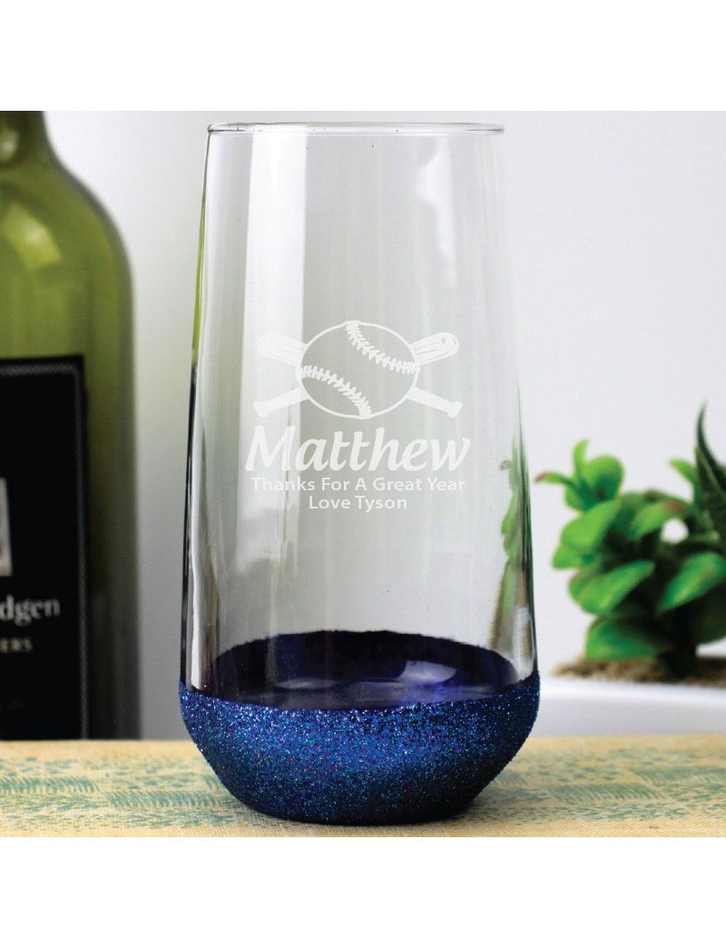 Baseball Coach Engraved Personalised Glass Tumbler 