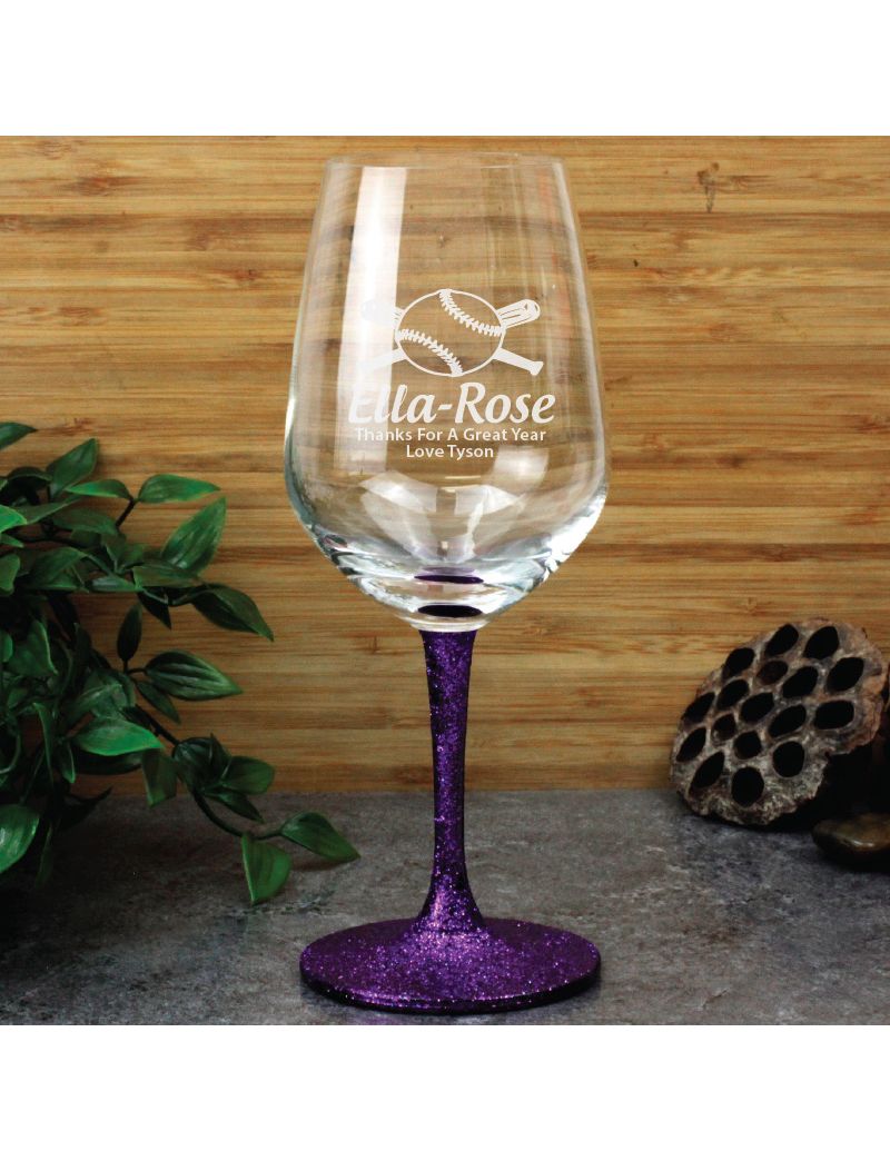 Baseball Coach Engraved Personalised Wine Glass
