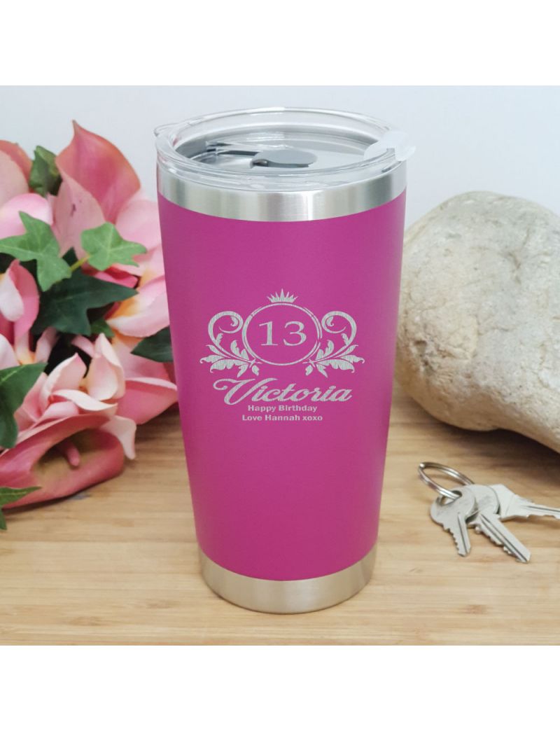 13th Insulated Travel Mug 600ml Pink