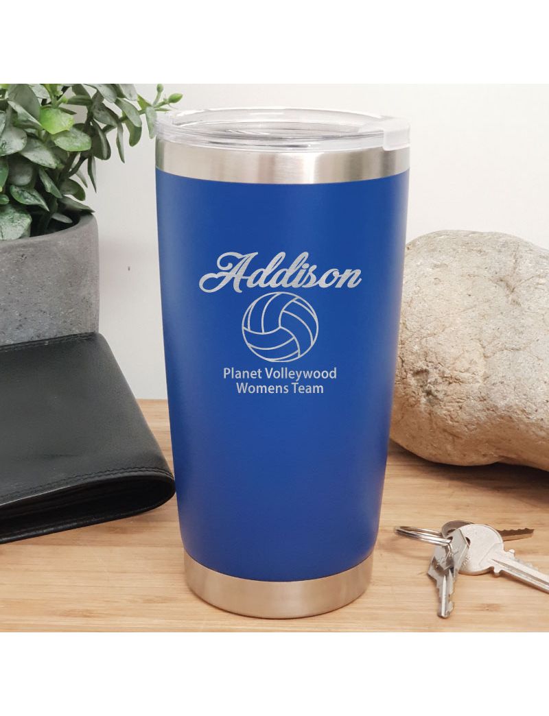 Netball  Coach Engraved Insulated Travel Mug 600ml Dark Blue