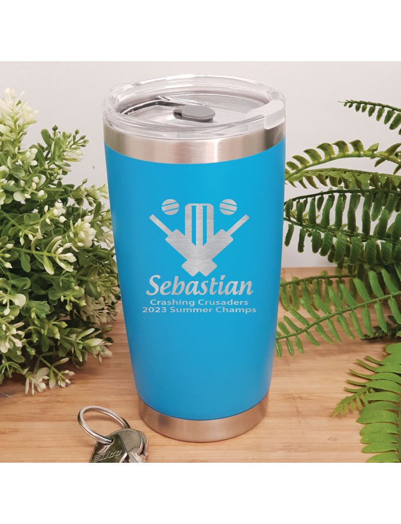 Cricket Coach Insulated Travel Mug 600ml Light Blue