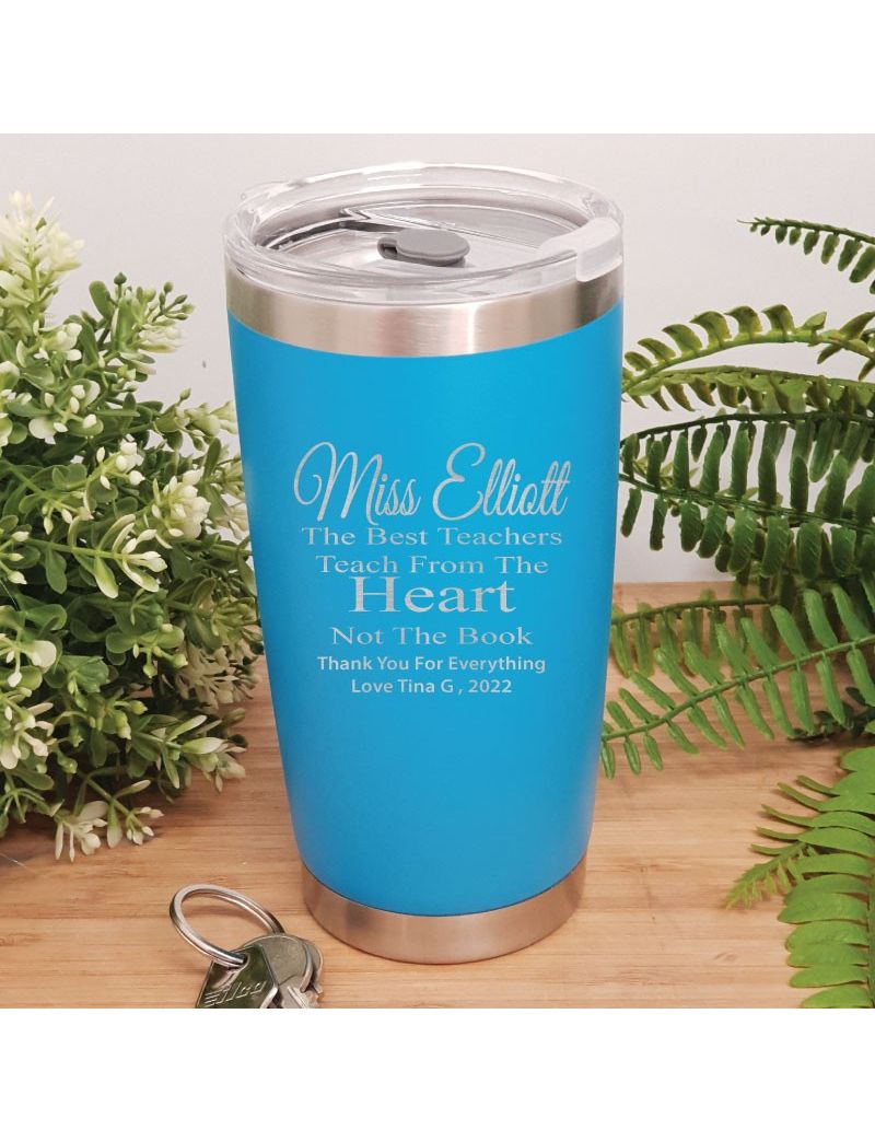 Teacher Insulated Travel Mug 600ml Blue - Heart