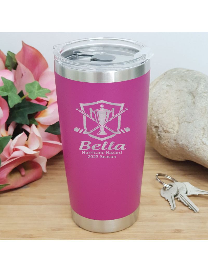 Hockey Coach Engraved Insulated Travel Mug 600ml Pink