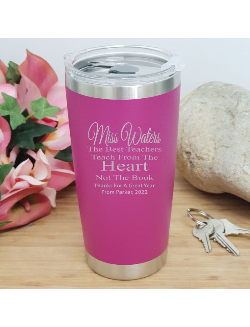 Teacher Insulated Travel Mug 600ml Pink - Heart