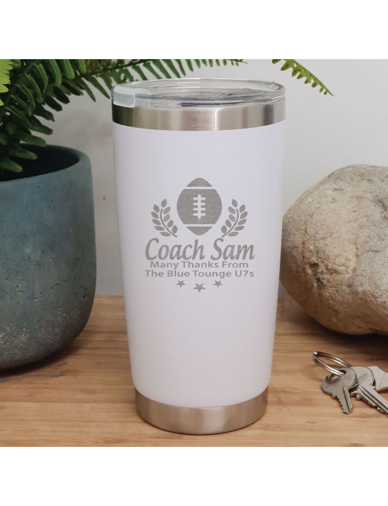 Football Coach Insulated Travel Mug 600ml White