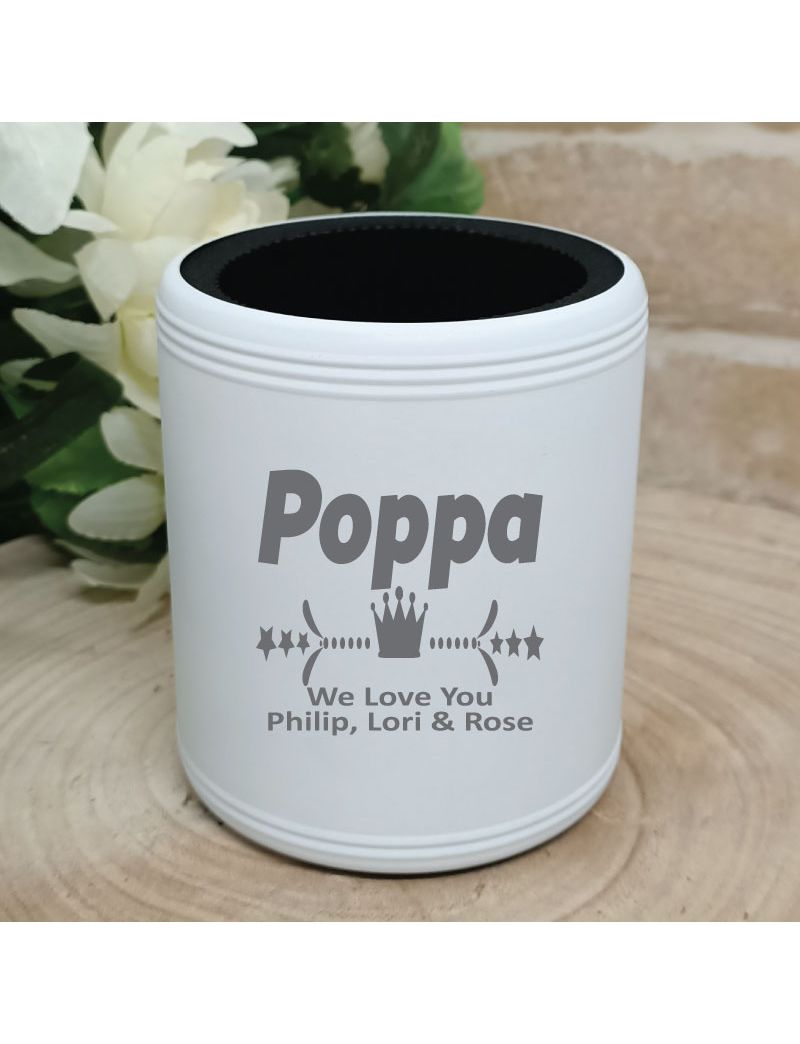 Poppy Engraved White Can Cooler Personalised