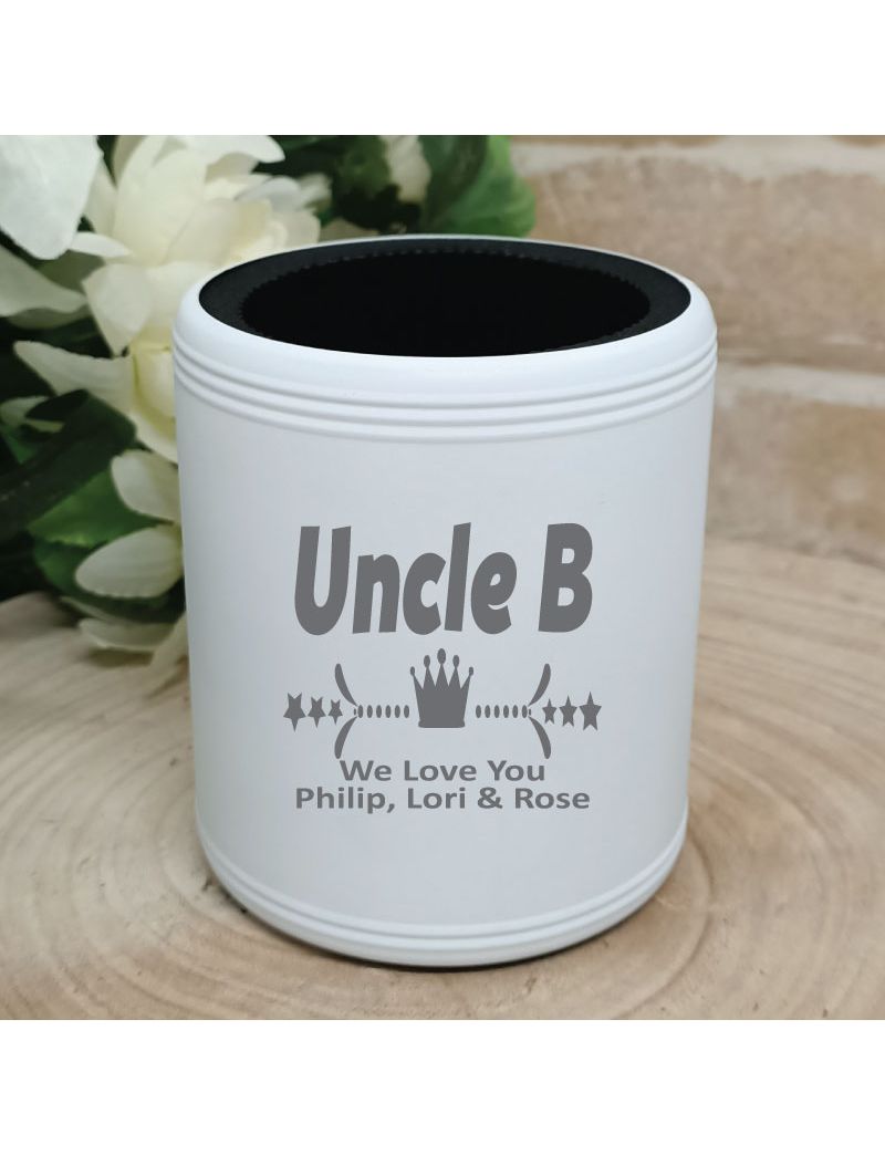 Uncle Engraved White Can Cooler Personalised