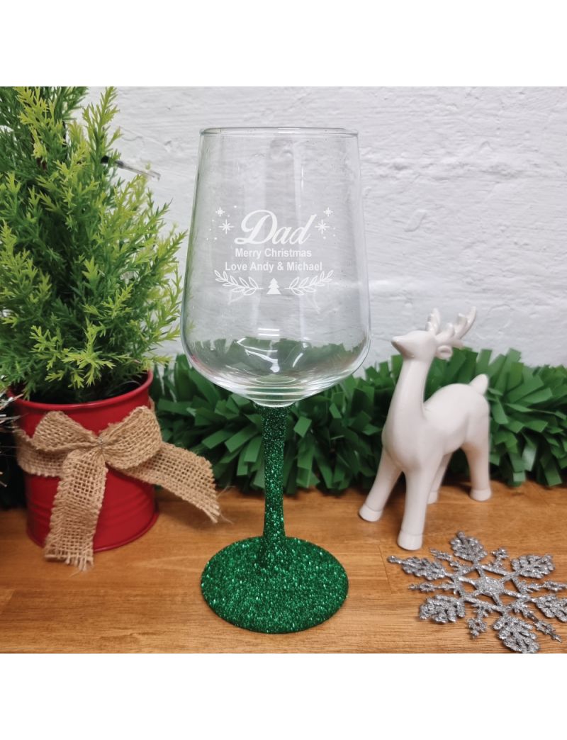 Dad Personalised Christmas Wine Glass 450ml
