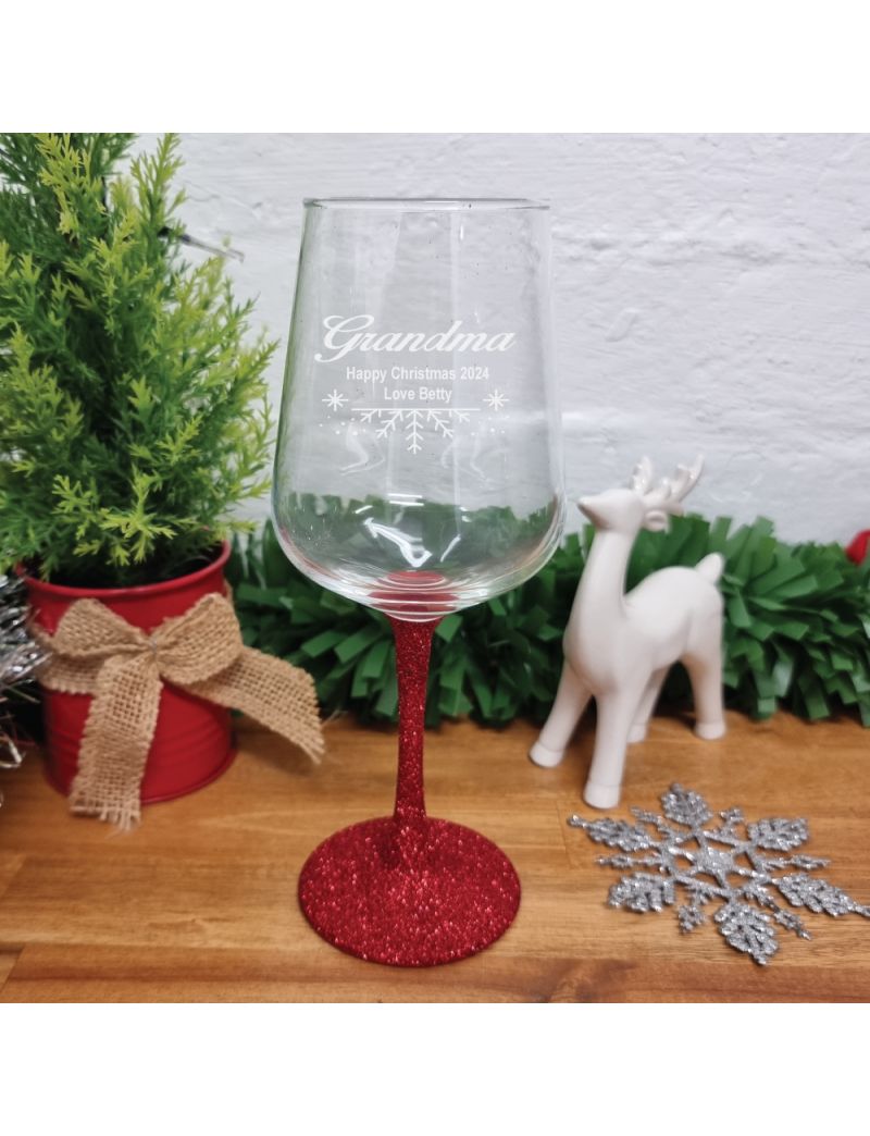 Grandmpa Personalised Christmas Wine Glass 450ml