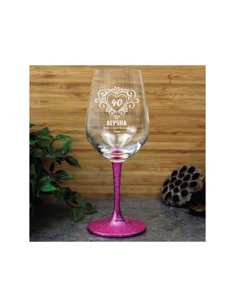 40th Birthday Engraved Personalised Wine Glass 450ml (F)