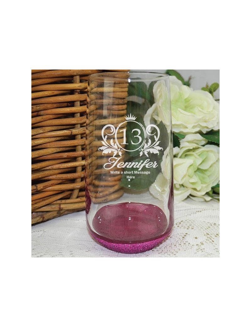 13th Birthday Engraved Personalised Glass Tumbler (F)