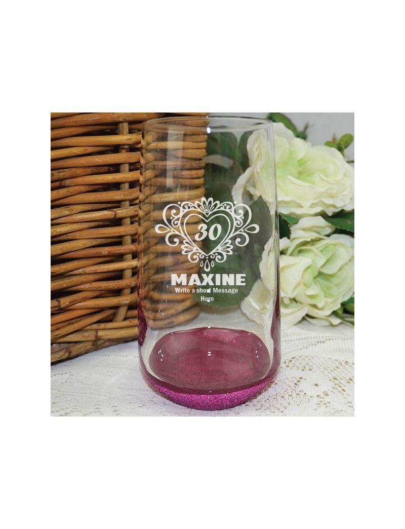 30th Birthday Engraved Personalised Glass Tumbler (F)
