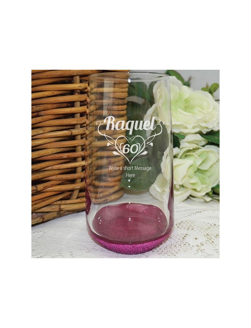 60th Birthday Engraved Personalised Glass Tumbler (F)