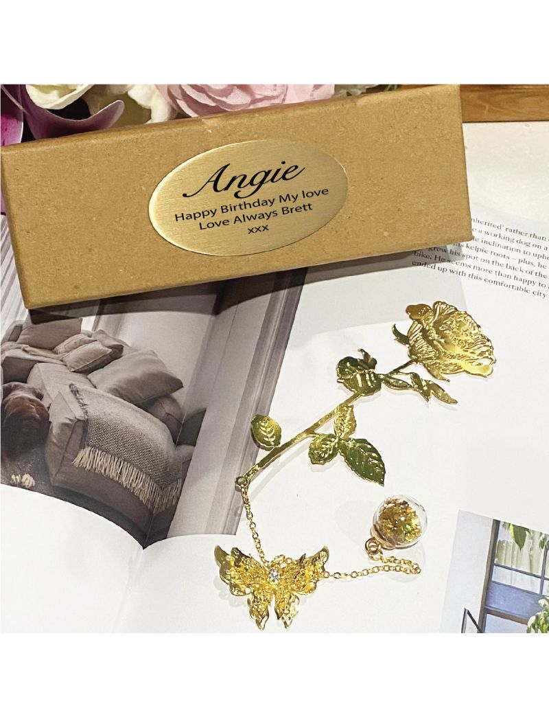 Rose Bookmark with Personalised Gift Box