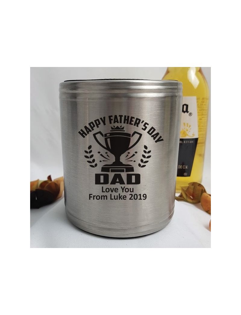 Fathers Day Engraved Silver Stubby Can Cooler