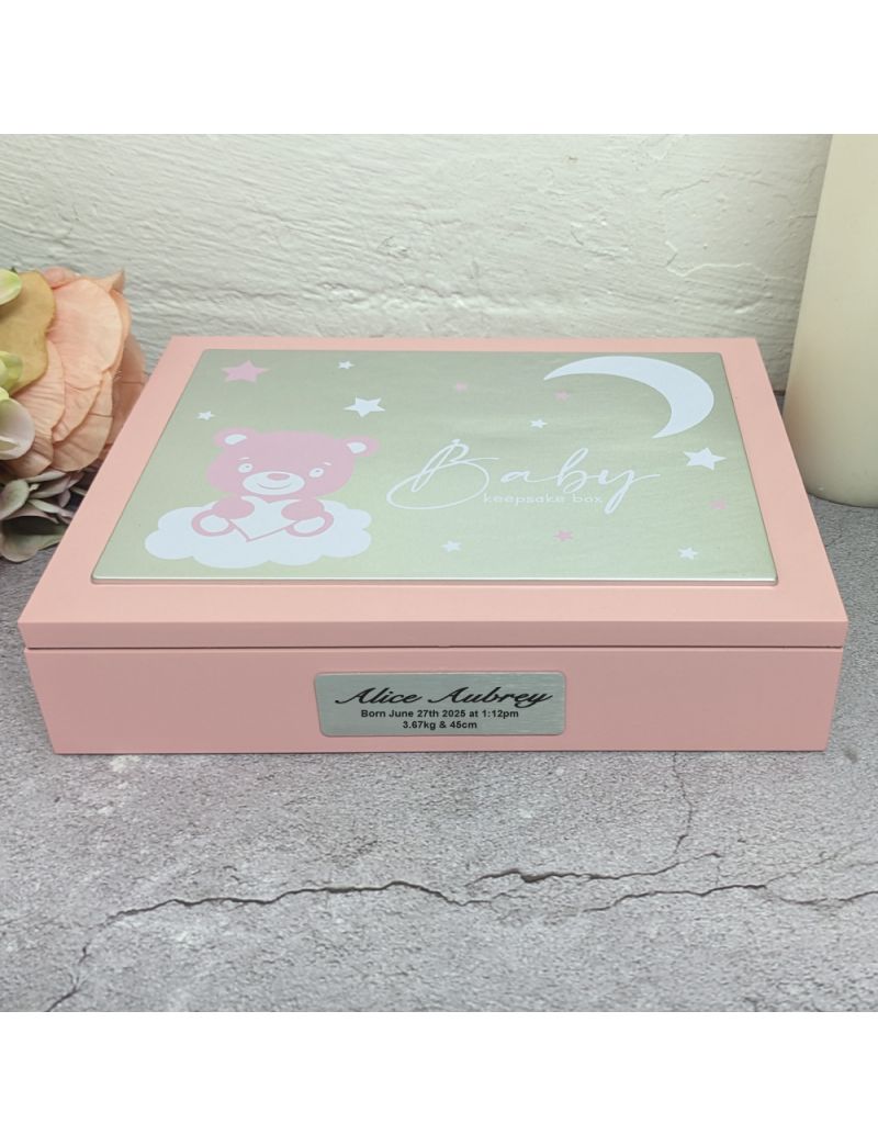 Personalised Baby  Keepsake Box Gift - Pink