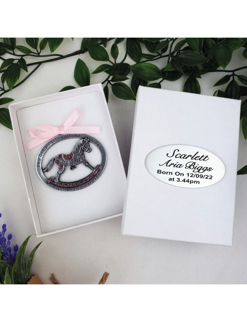 Baby Girl Crib Protection Rocking Horse Plaque