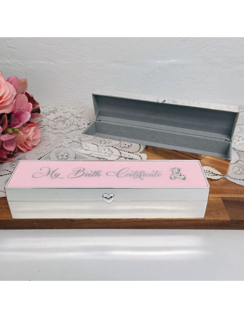 Baby Girl Birth Certificate Keepsake Box