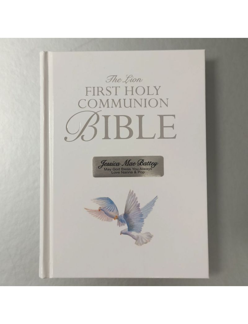 Lions First Holy Communion Bible - Personalised Plaque