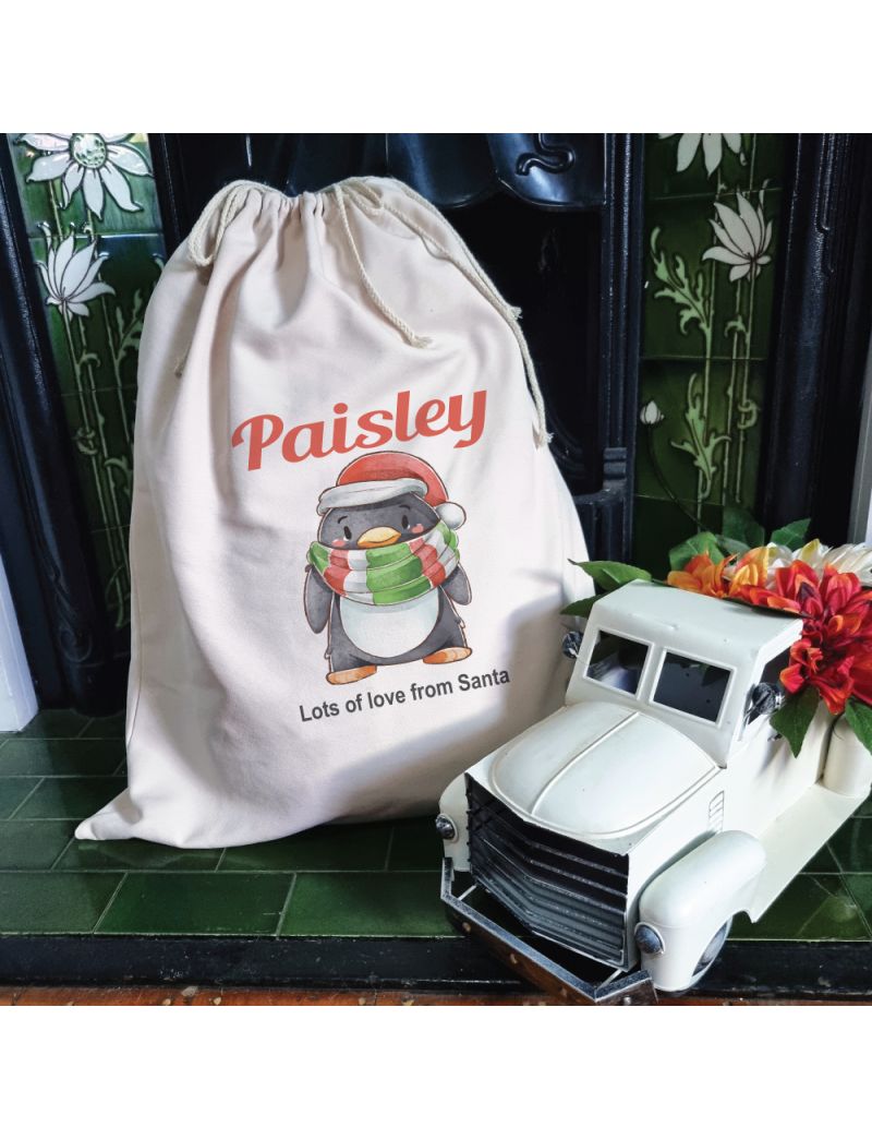 Personalised Christmas Sack 70cm - Penguin