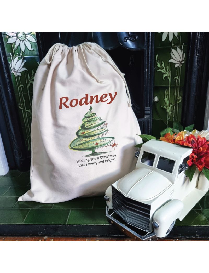 Personalised Christmas Sack 70cm  - Swirl Tree